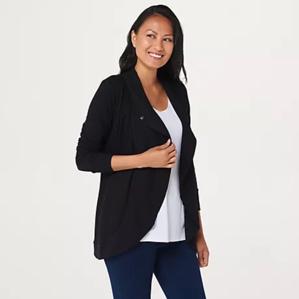 Susan graver weekend jersey knit crossover cardigan
